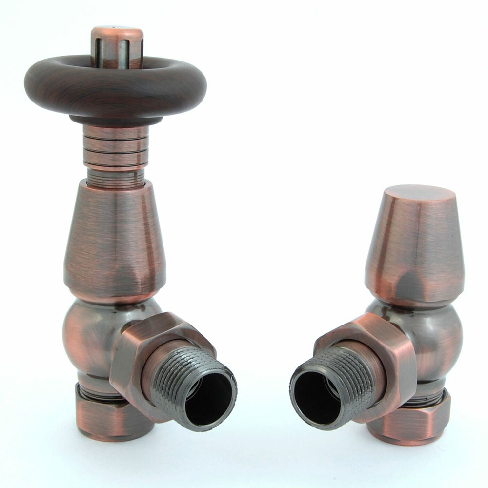 Bentley TRV Angled Radiator Valves – Antique Copper