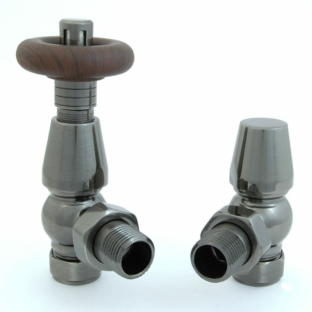 Bentley TRV Angled Radiator Valves – Black Nickel