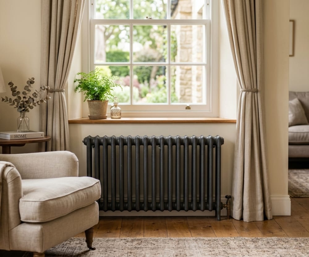 Room with cast iron radiator